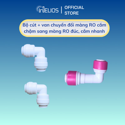Bộ cút+van chuyển đổi màng RO cắm chậm sang màng RO đúc cắm nhanh (2 cút góc+1 van 1 chiều góc cắm nhanh)