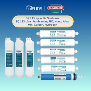 Bộ 9 lõi lọc nước Sunhouse chính hãng gồm bộ lọc thô cắm nhanh 123, màng RO và bộ chức năng 578910