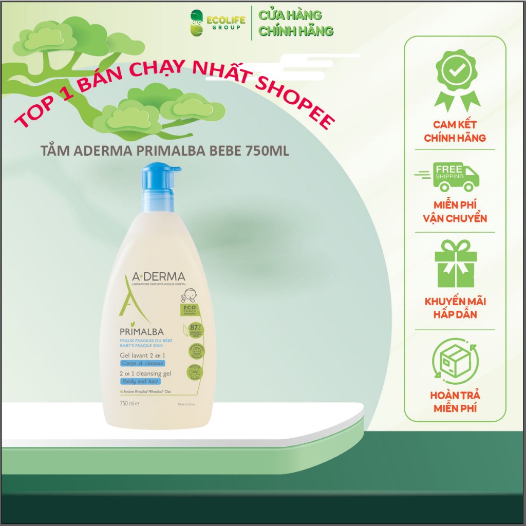 Sữa tắm gội Aderma Primalba