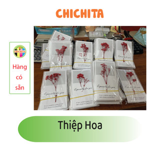 Thiệp hoa khô Handmade, Chúc Mừng Phong Cách Vintage CHICHITA  KT 14x8cm Có sẵn