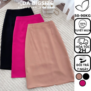 Dabigsize - Chân Váy Bigsize Nữ , Chân Váy Chữ A Dáng Dài Sẻ Sau Chất Tuyết Mưa Cao Cấp Dành Cho Người Mập 50-90kg