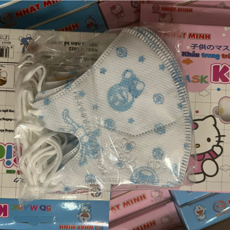 10 cái Khẩu trang y tế 5D Mask Kid dày dặn cho bé 1 đến 5 Tuổi - Khẩu trang y tế Nhật Minh họa tiết ngẫu nhiên