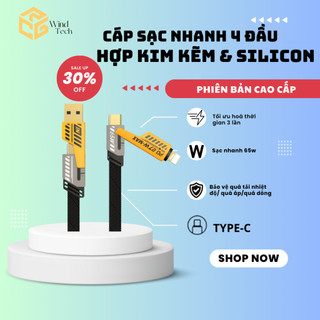 Cáp sạc nhanh PD 27w tích hợp 4 đầu sạc đa năng chuyển đổi dữ liệu nhanh chóng chất liệu siêu bền đẹp bảo vệ điện thoại