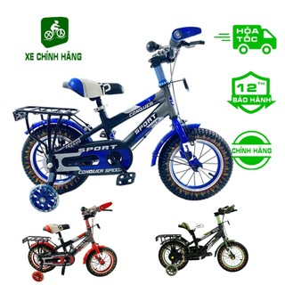 Xe Đạp Trẻ Em Nam 12 Inch Cho Bé Từ 2 Đến 4 Tuổi Conguer Speed Có Baga