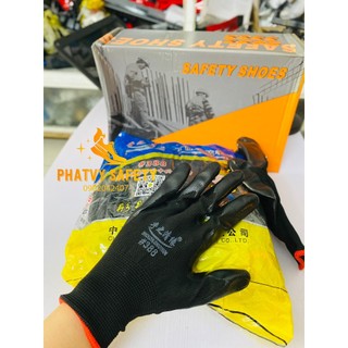 Găng tay lao động phủ sơn đen, Găng tay tráng sơn đen, Găng tay bảo hộ, găng tay chống trơn trượt, Găng tay 388