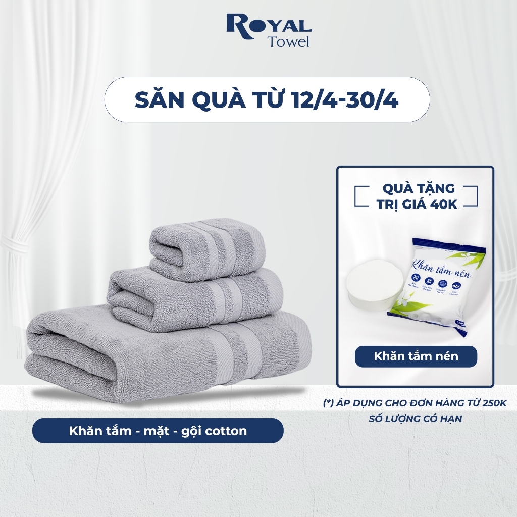 Khăn tắm gội đầu lau mặt ROYAL TOWEL 100% cotton cao cấp bông dày thấm hút không đổ lông dùng cho gia đình khách sạn spa