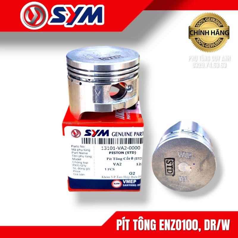 Bộ piston séc măng SYM Angle 100 cost 0, nắp chung Dream Wave