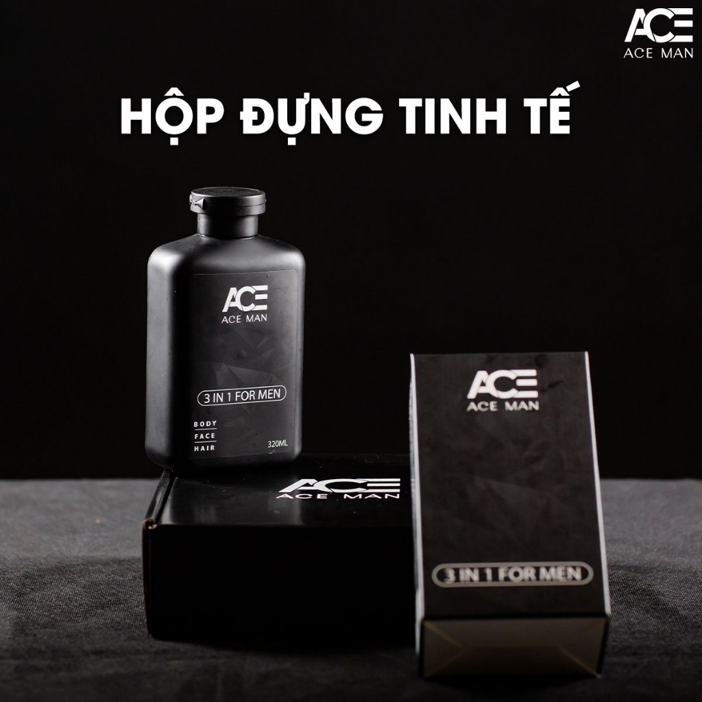 Sữa tắm nam 3 in 1 ACEMAN 320ML tắm gội toàn thân hương nước hoa nam tính lôi cuốn Tặng bông tắm