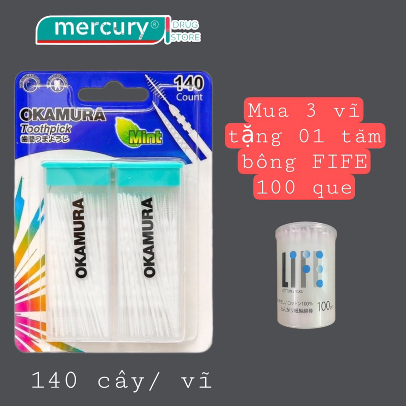 Okamura - Tăm nhựa Okamura chất lượng Nhật Bản (bịch 140 cây)
