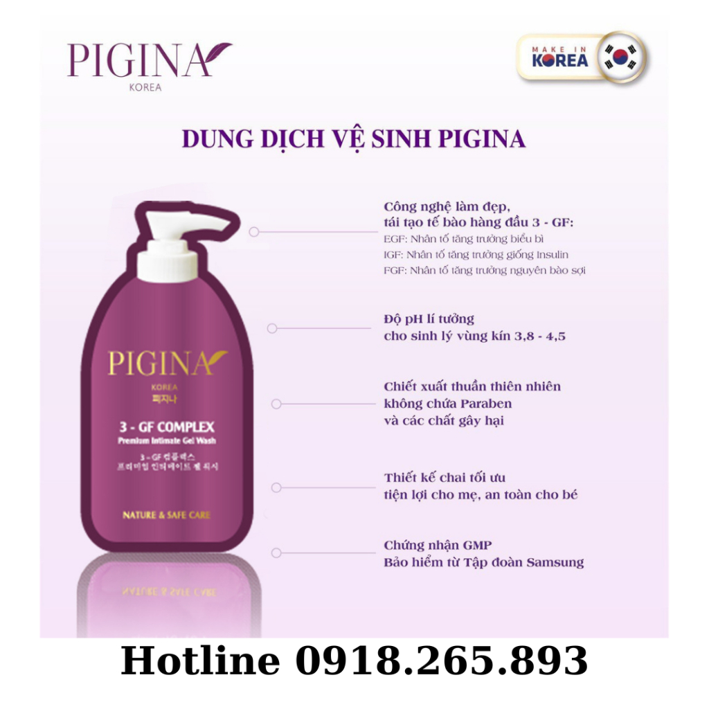 Combo 10 gói gel Dung dịch vệ sinh Pigina 5ml - Pigina Intimate Gel Wash