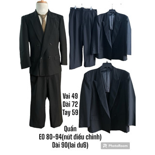 ❤️Set Vest Bộ Comple Blazer - Suit - Âu Phục Nam Xanh Đen trơn 4 nút trending Lỗi lỗ nhỏ tay áo phải sale đậm (Si Nhật)