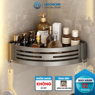  Kệ treo góc tường nhà tắm nhà bếp LADOHOME kích thước to sử dụng miếng dán đôi siêu dính LH-6636 Nhôm Anod không rỉ 