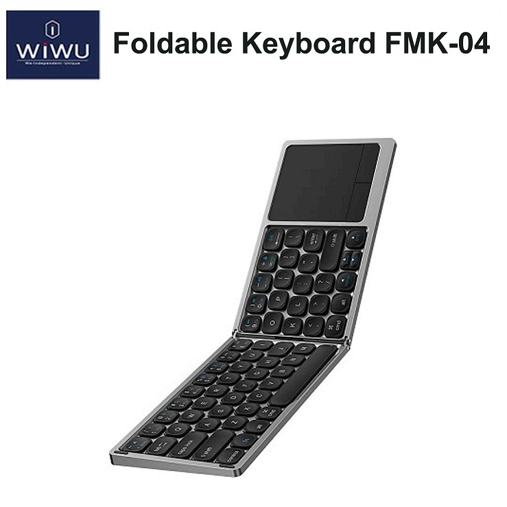 Bàn Phím ko dây Bluetooth Mini Gấp Gọn cho điện thoại, máy tính bảng IPad có kèm chuột TouchPad Wiwu