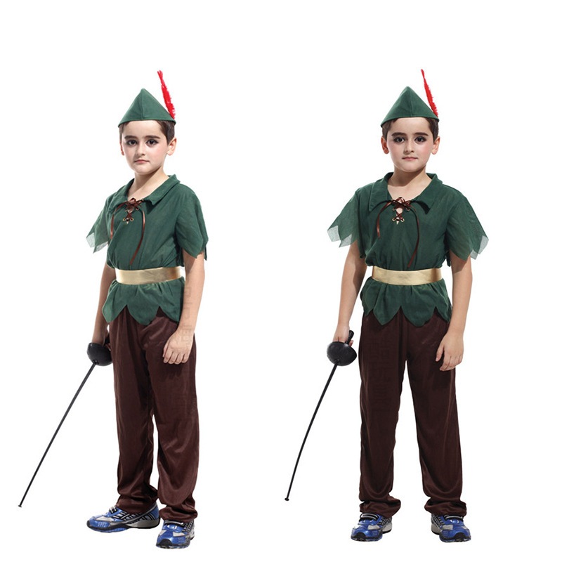 Bộ trang phục cosplay Peter Pan hóa trang Halloween cho bé, biểu diễn sân khấu, nhạc kịch