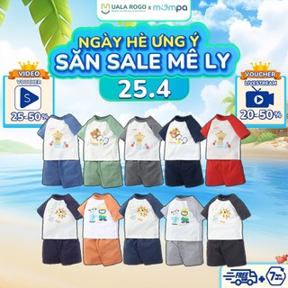 Bộ cộc tay cho bé Mompa từ 1 - 5 tuổi vải Cotton Actif mềm mại thoáng mát thấm hút mồ hôi 635