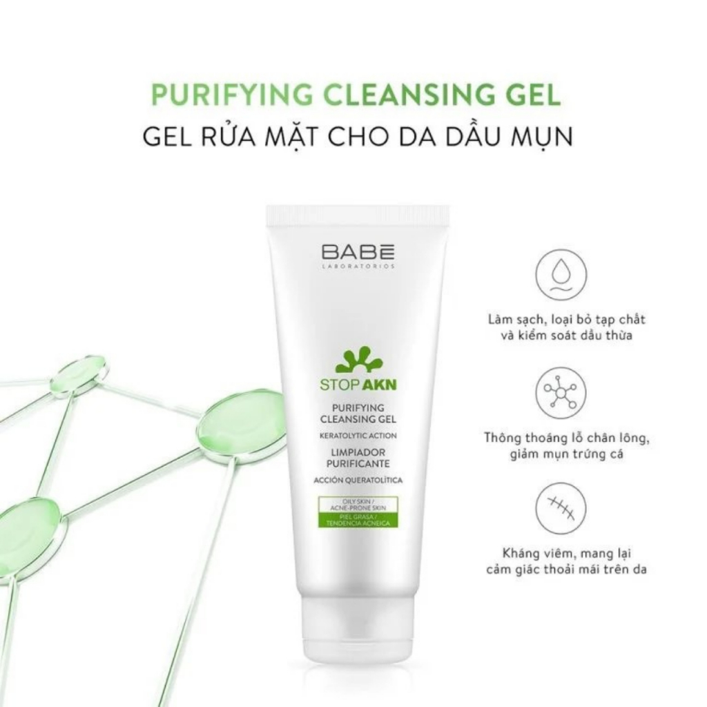 Sữa rửa mặt BABE Stop Akn Purifying Cleansing gel cho da dầu mụn 100ml/200ml_BumHouse | BigBuy360 - bigbuy360.vn
