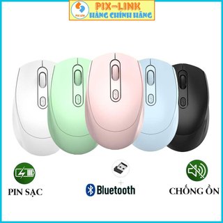 Chuột không dây Bluetooth PIX-LINK P100B chống ồn, DPI 1600, chế độ kép wireless usb 2.4Ghz, BL