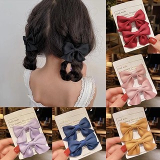 Set 2 kẹp tóc nơ phi bóng nhiều màu dễ thương cho bé gái
