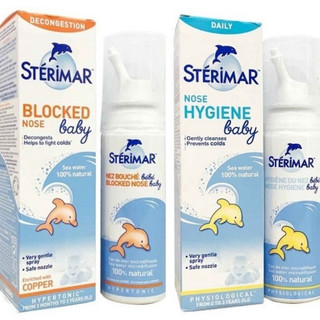 Dung dịch nước muối biển xịt mũi giúp làm sạch, giảm nghẹt mũi cho trẻ em sterimar 50ml - date mới