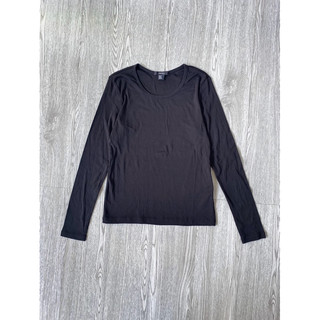  Áo thun cotton tay dài nữ hàng VN xuất khẩu  size M màu đen  áo đã thay tag cổ 