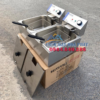 Bếp chiên nhúng điện inox YILI Nhật Bản đôi 12L cao cấp, siêu dày