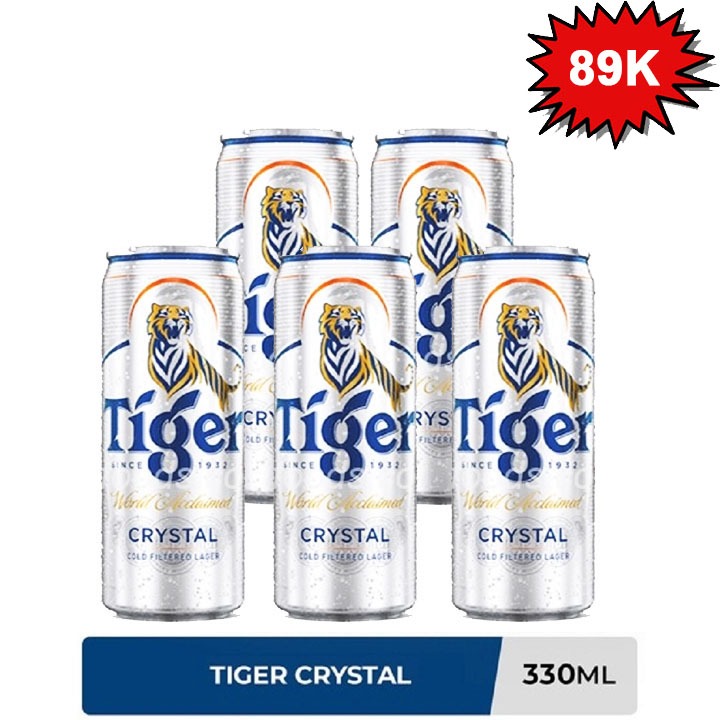 [SIÊU SALE TRONG NGÀY][Date 29/9/2024] Combo 5 Lon Bia Tiger bạc Crystal 330ml