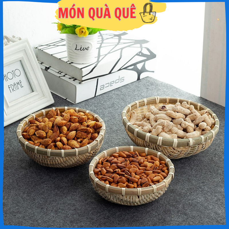 Rá tre rổ tre mini trang trí rổ rá đựng hạt hướng dương cafe (D: 10,13,15cm)