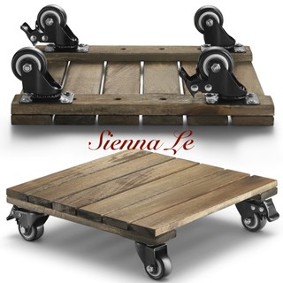 Sienna Le (Bộ 2) Đế Lót Vuông Nâng Chậu Cây Chậu Hoa Di Động Có Bánh Xe Xoay 360 Bằng Gỗ Màu Óc Chó 30 cm
