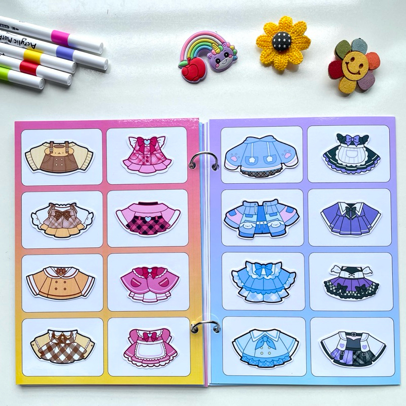Đồ chơi bóc dán búp bê giấy Sanrio 4in1 nhiều phụ kiện- Búp bê giấy Pighandmade