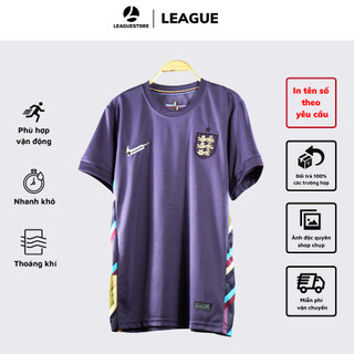 Bộ quần áo đá bóng tuyển Anh Leaguestore - áo England sân khách màu xanh than bản Fans mùa 24/25 vải thái form âu