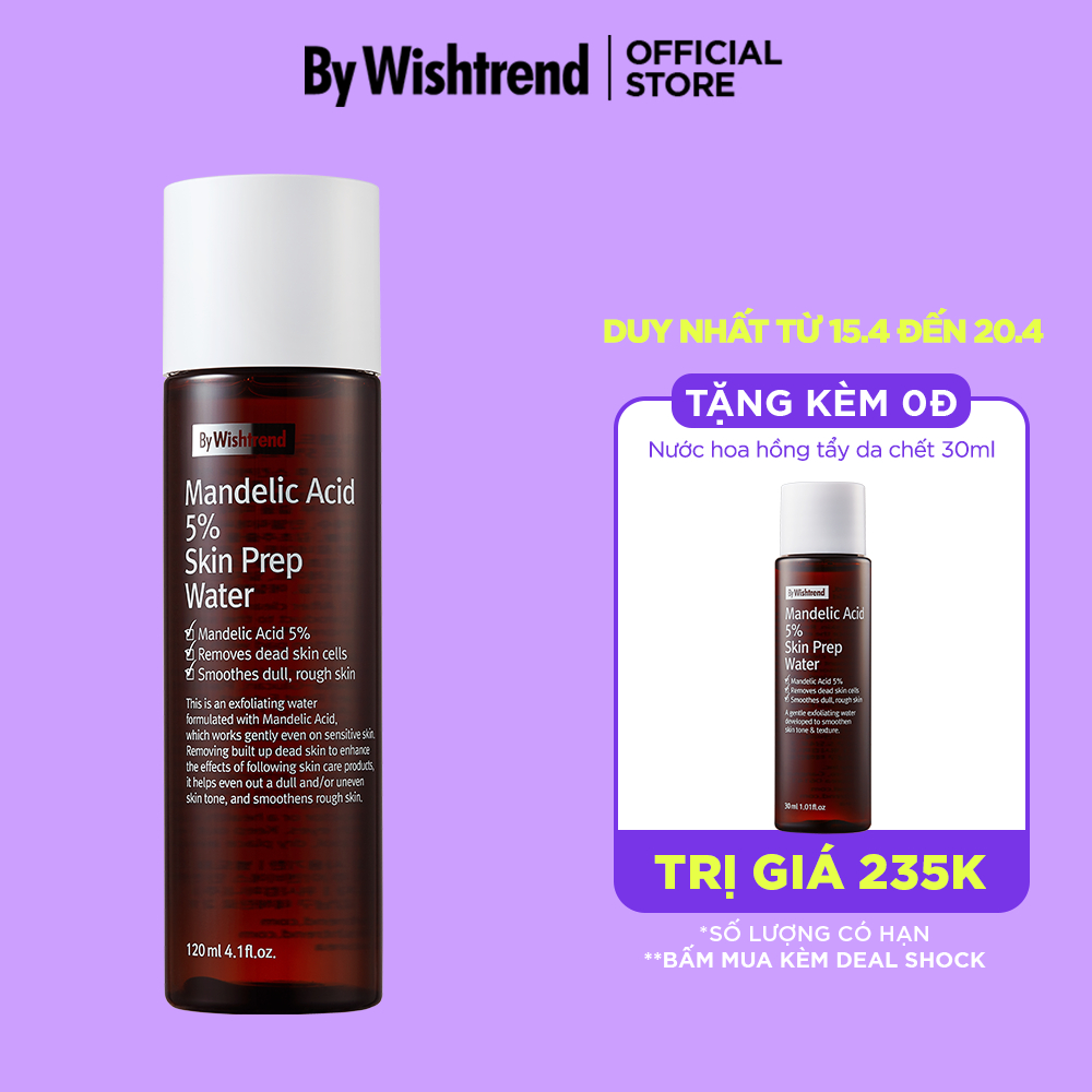 Nước hoa hồng BY WISHTREND MANDELIC ACID 5% SKIN PREP WATER 120ML