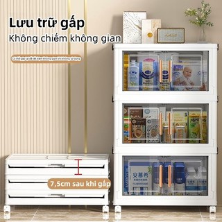 Tủ lưu trữ không cần lắp đặt, tủ lưu trữ gấp đồ ăn nhẹ bằng nhựa đầu giường phòng khách gia đình/phòng ngủ