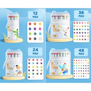 HỘP MÀU SÁP VẶN XOAY CAO CẤP GỐC DẦU TAN TRONG NƯỚC, BÚT SÁP KIÊM MÀU NƯỚC + CỌ VẼ 12/24/36/48 MÀU