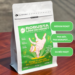 Cà phê robusta lâm hà honey rang vừa rang medium pha máy pha phin gu nhẹ