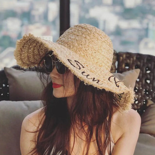 Mũ cói đi biển SUN PLEASE chất liệu raffia cao cấp