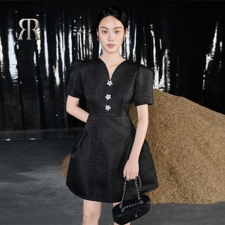 Rập - đầm cổ v đính đá tay ngắn thân xoè - hemerald 12