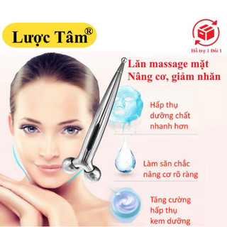 Cây lăn mắt massage mặt phủ bạc Lược Tâm cao cấp kéo nâng cơ thon gọn căng da hiệu quả