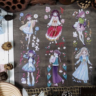 Đoạn chiết hình dán washi tape cô gái dân tộc