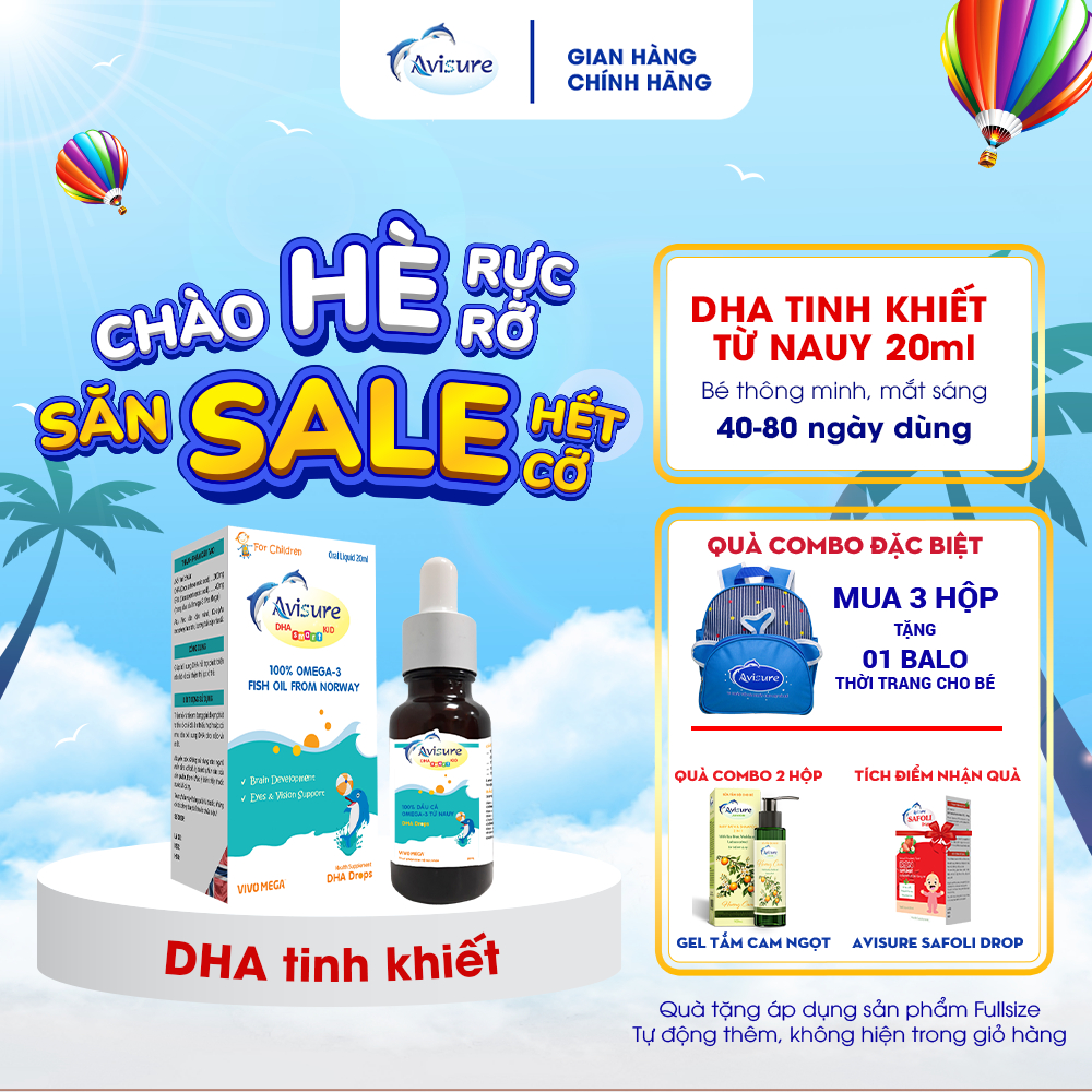 DHA cho bé Avisure DHA smart kid DHA tinh khiết từ Na Uy cho trẻ dạng nhỏ giọt 20ml