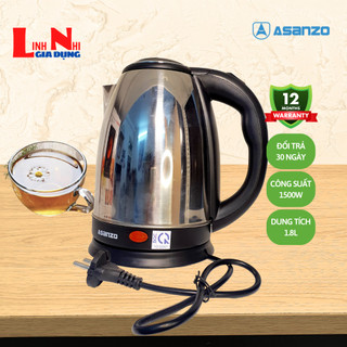 Ấm Đun Siêu Tốc 1.8 Lít Asanzo SK-1800 Công Suất 1500W, Bình Đun Siêu Tốc Nhanh Sôi Tiện Dụng