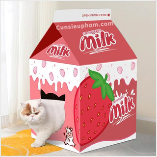 [HOẢ TỐC] Ngôi nhà giấy bìa carton cào móng hình hộp sữa cho mèo