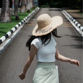 Mũ cói đi biển dáng panama nón raffia basic có nơ
