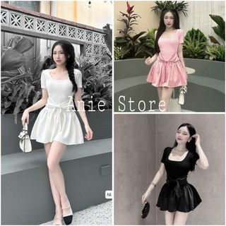 Đầm nữ cổ vuông buộc nơ vải 🦋 váy nữ dáng ngắn 3 màu 🦋
