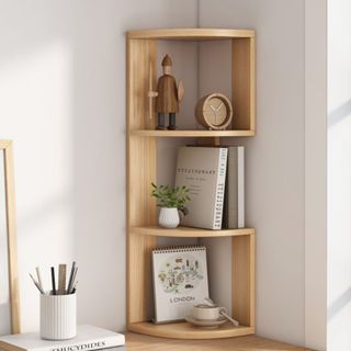 Kệ Sách Gỗ Góc Tường Trang Trí Decor, để vật dụng, dụng cụ học tập, làm việc đa năng