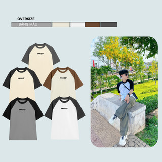 Áo thun Local Brand raglan YANDO Y2040 Oversize áo viền in cao su nổi Cotton 100% premium 250GSM