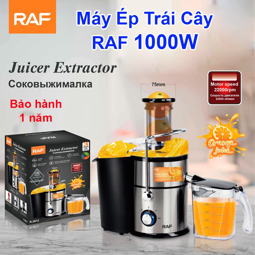Máy ép trái cây RAF 1000W, SOKANY 1200W. Máy ép công suất lớn ép được cả trái cây cứng, có thể dùng cho quán nước ép