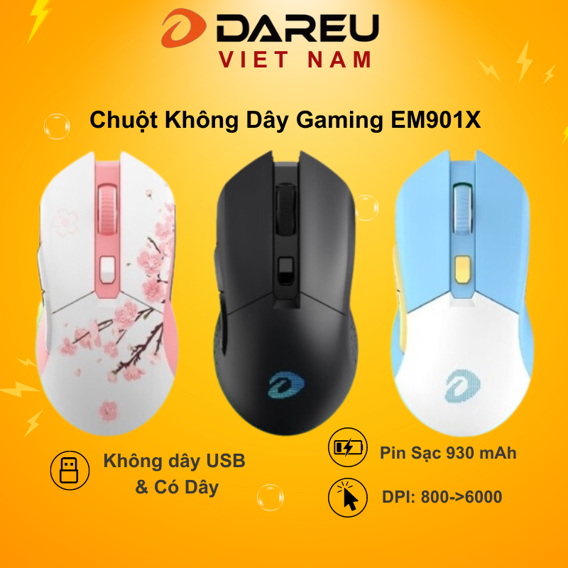 Chuột Gaming không dây Dareu EM901X RGB - SUPERLIGHT, Kèm dock sạc