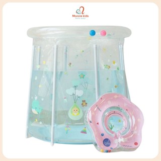 Bể bơi phao cho bé Sasa kèm phao đỡ cổ, bể tắm đứng tập bơi trẻ em an toàn - Monnie Kids