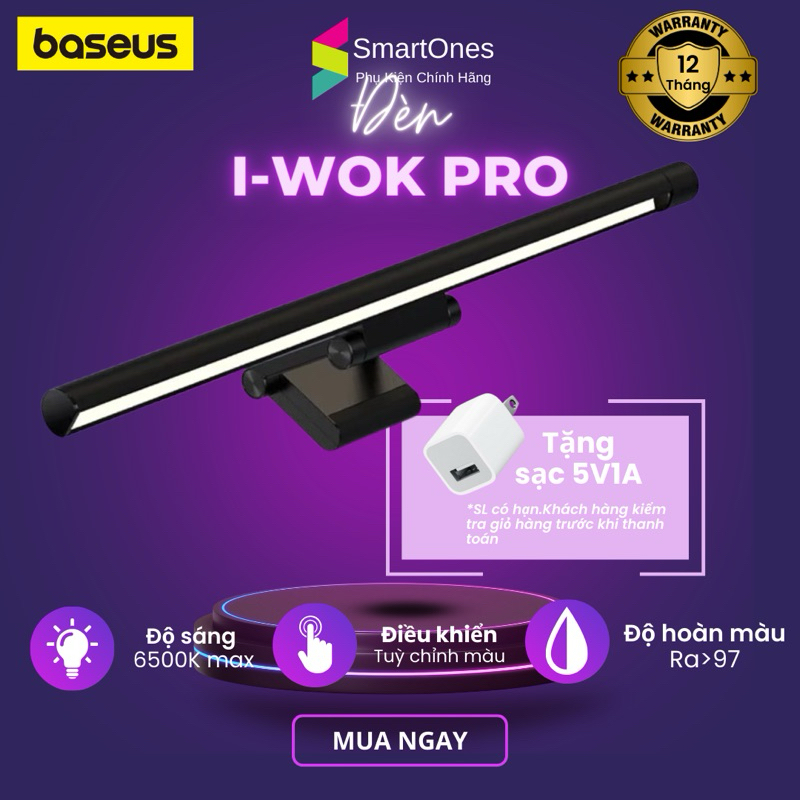 Đèn treo màn hình máy tính Baseus i-wok Screen Hanging Pro 3 chế độ sáng,chống mỏi mắt và chống ánh sáng xanh