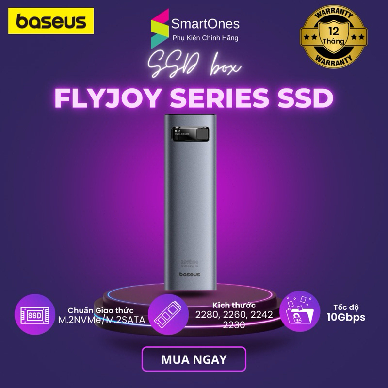 Box đựng ổ cứng SSD M.2 Baseus FlyJoy Series SSD Enclosure Type C 3.2 Gen2 (M.2 NVMe và SATA)